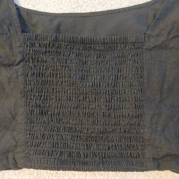 Banana Republic Factory Women's Linen Blend Cropped Fitted Top Black SZ 16 - Picture 4 of 6